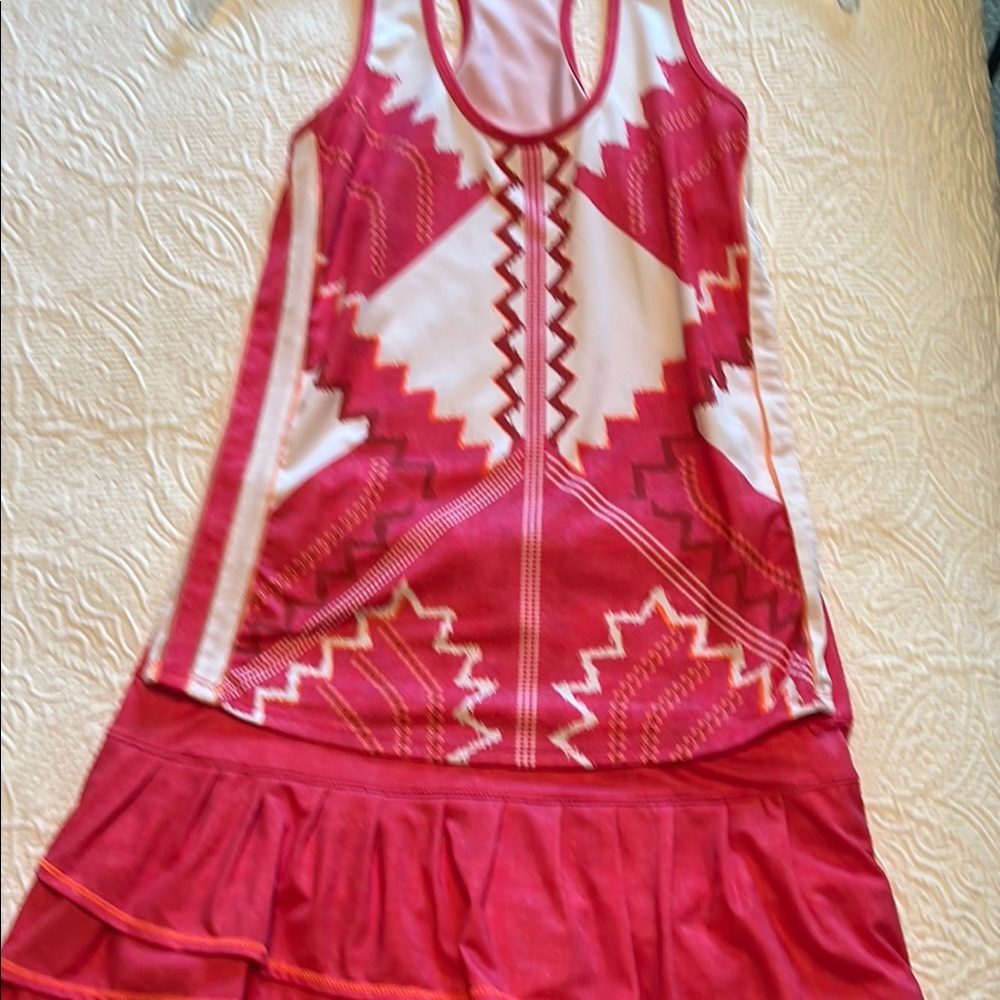 Lucky in Love Pink and White Tank Top and Matching Skirt